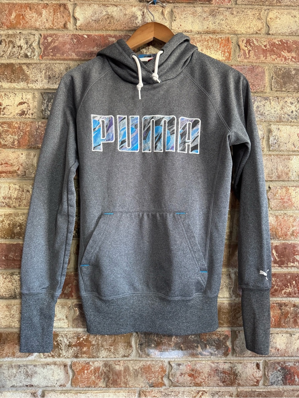 PUMA Gray Hoodie with Blue Logo